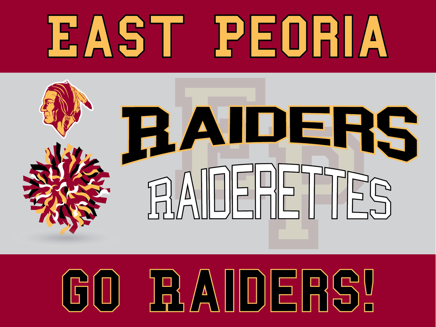 East Peoria Raiders Yard Sign – Multiple Sports Available