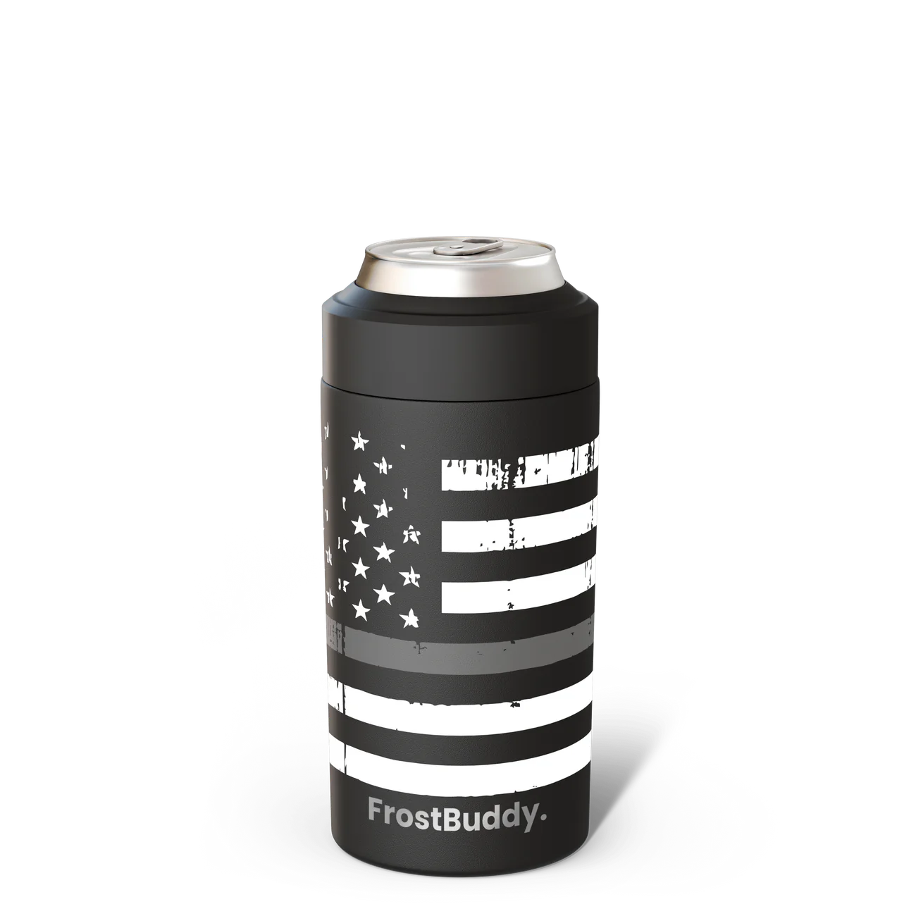 FrostBuddy Universal Can Cooler — Corrections Officer design with thin silver line, First Responder custom can holder.