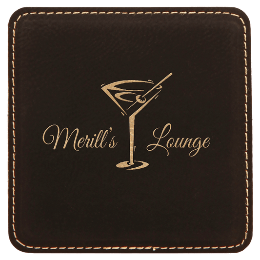 Custom Engraved 4" x 4" Leatherette Coaster