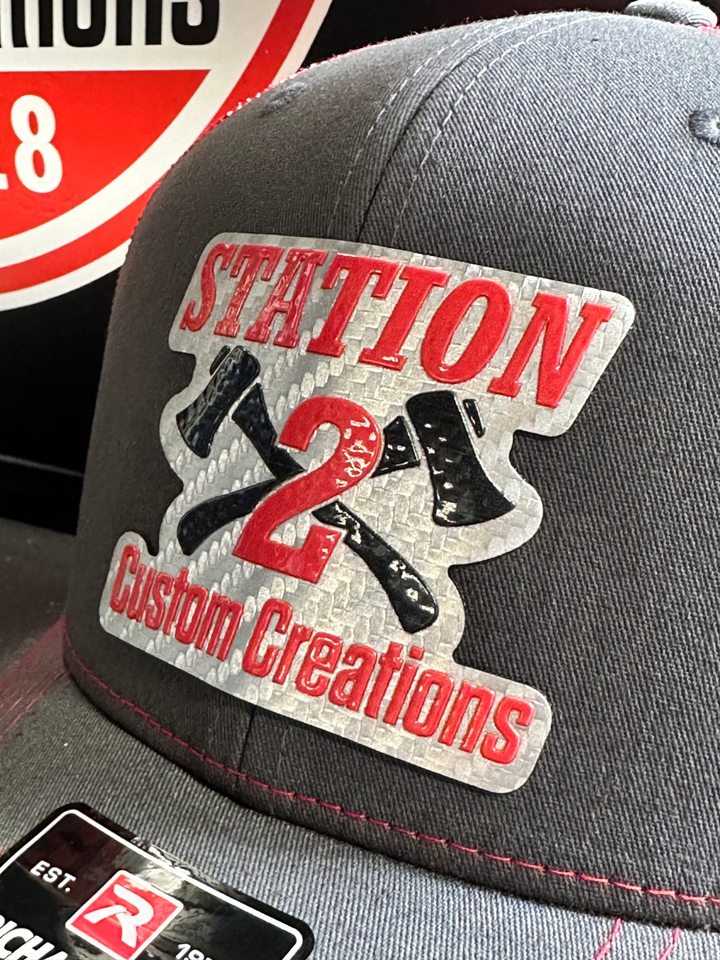 Station 2 Richardson 112 Cap – Charcoal/Red with Raised Full-Color Patch