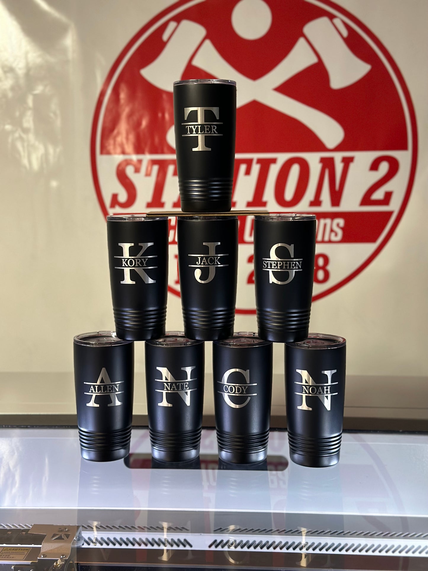 Custom Engraved Monogram Drinkware – Tumblers & Can Holders