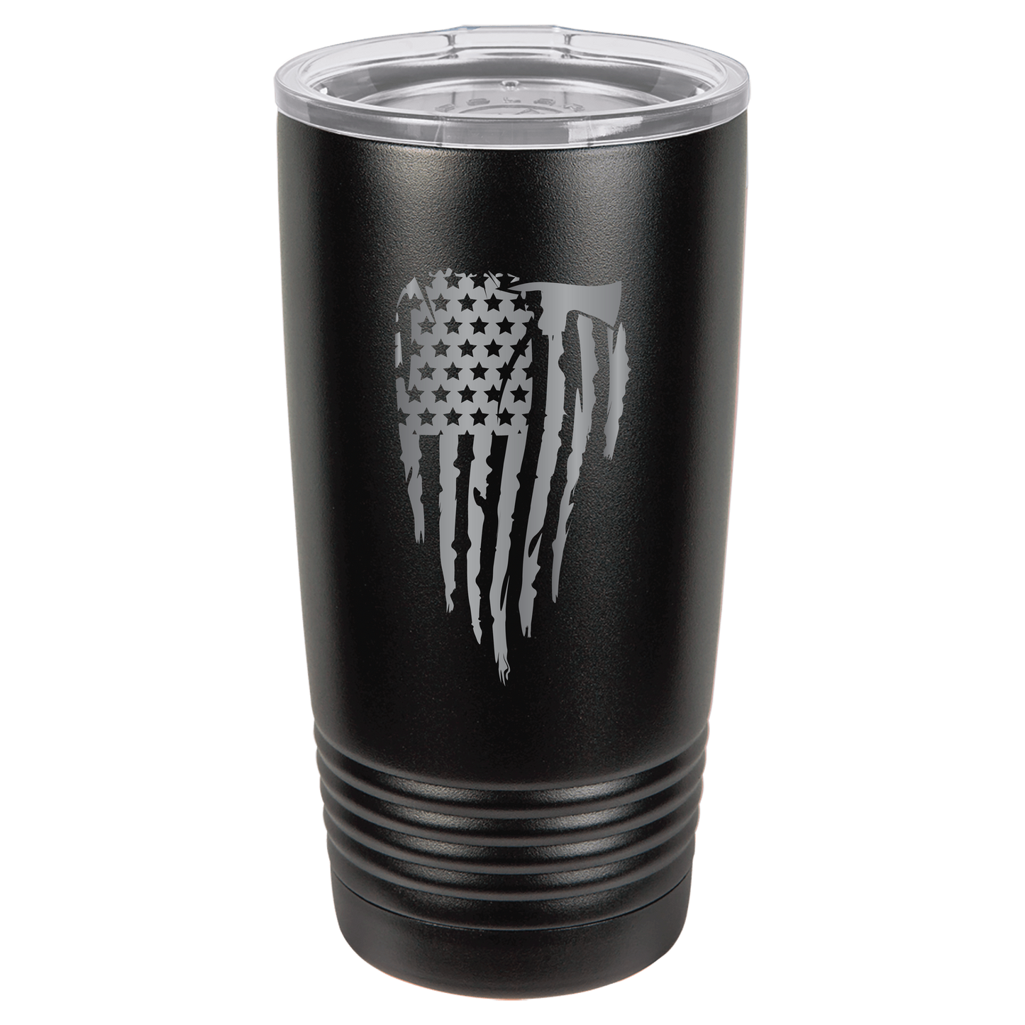 Custom Engraved Firefighter Tumbler – Distressed Flag with Axe