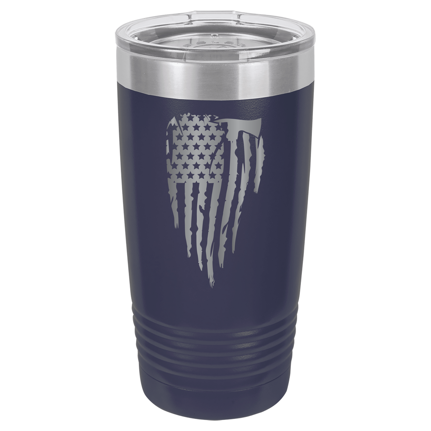 Custom Engraved Firefighter Tumbler – Distressed Flag with Axe