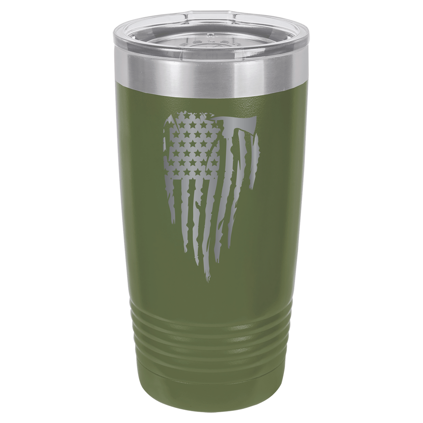 Custom Engraved Firefighter Tumbler – Distressed Flag with Axe