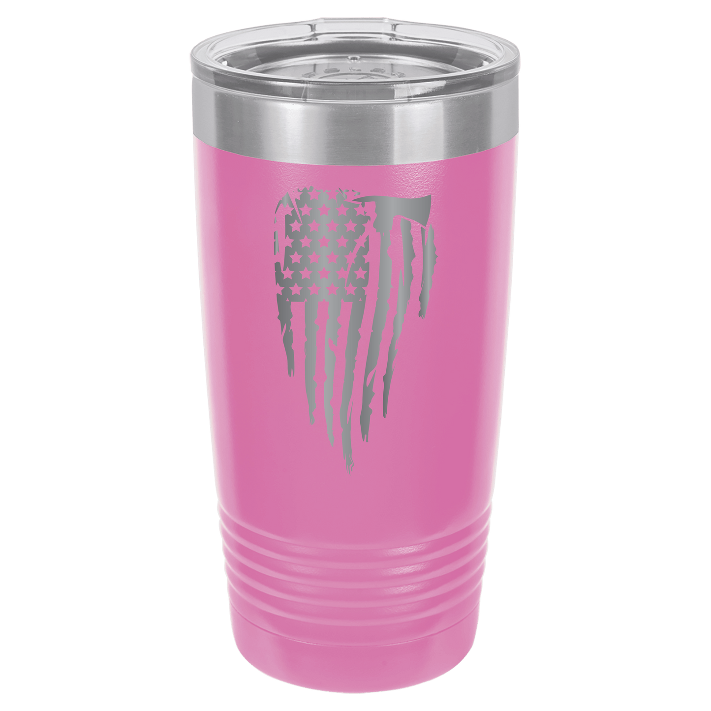 Custom Engraved Firefighter Tumbler – Distressed Flag with Axe