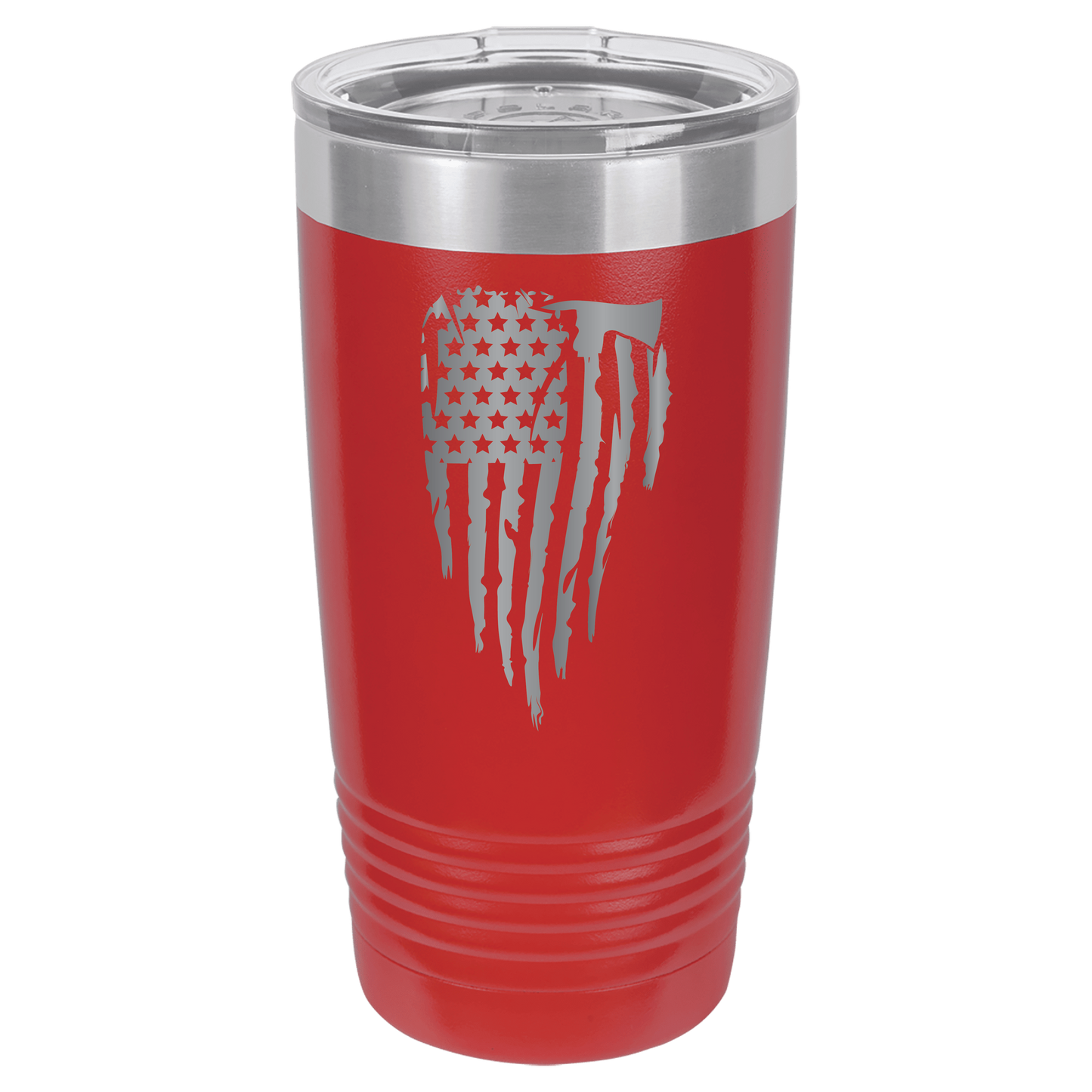 Custom Engraved Firefighter Tumbler – Distressed Flag with Axe
