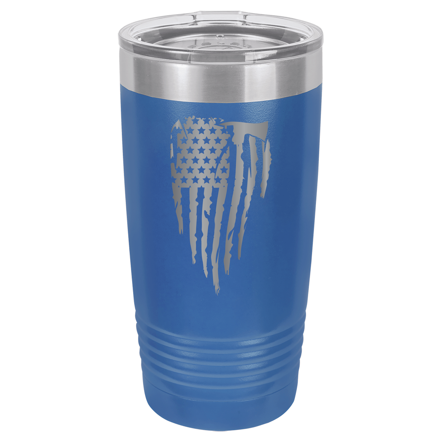 Custom Engraved Firefighter Tumbler – Distressed Flag with Axe