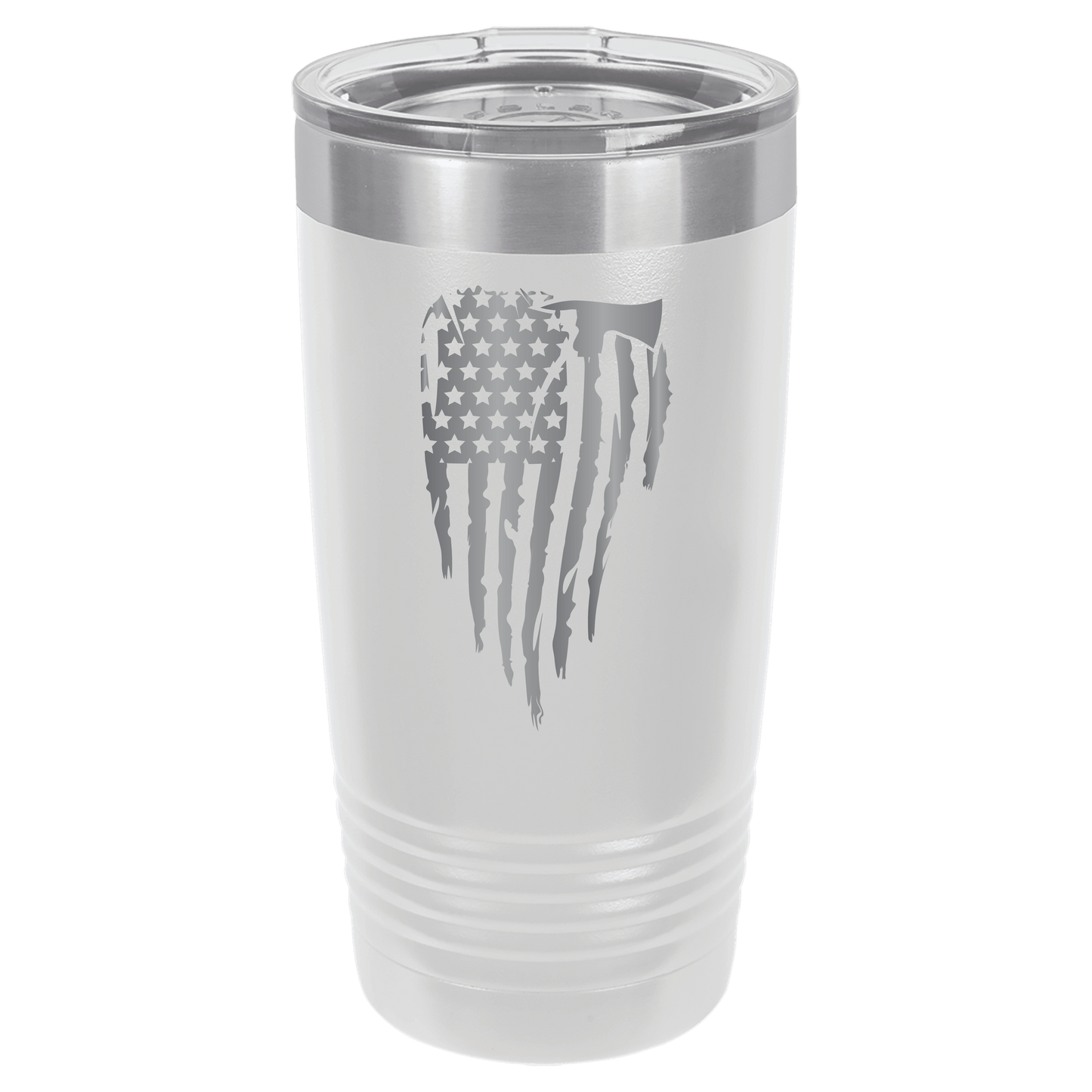 Custom Engraved Firefighter Tumbler – Distressed Flag with Axe