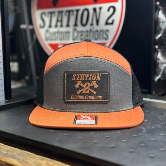 Station 2 Richardson 168 Flat Bill Cap – Charcoal/Burnt Orange/Black