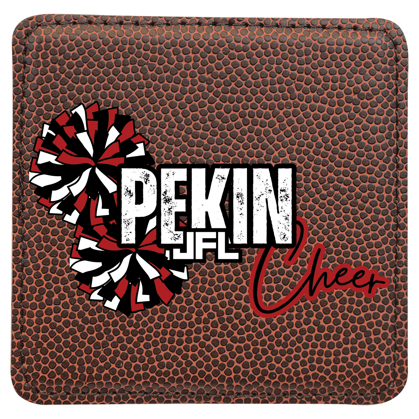 Pekin JFL Football Leatherette Coaster Set — 6-Pack with Holder | JFL, Cheer, or Combo