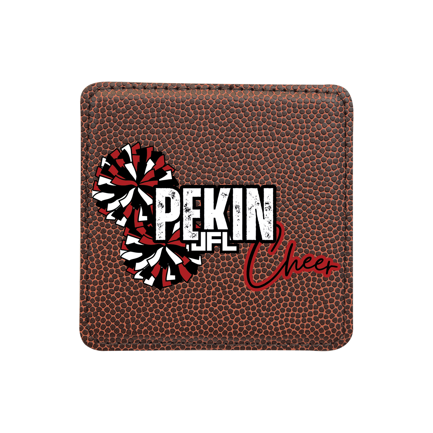 Pekin JFL Football Leatherette Coaster Set — 6-Pack with Holder | JFL, Cheer, or Combo