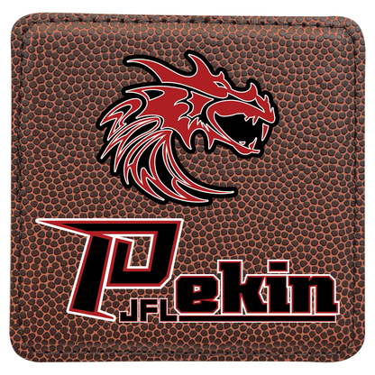 Pekin JFL Football Leatherette Coaster Set — 6-Pack with Holder | JFL, Cheer, or Combo