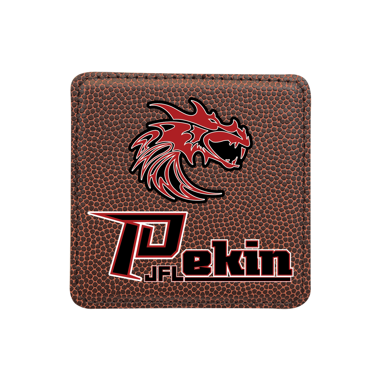 Pekin JFL Football Leatherette Coaster Set — 6-Pack with Holder | JFL, Cheer, or Combo