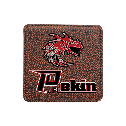 Pekin JFL Football Leatherette Coaster Set — 6-Pack with Holder | JFL, Cheer, or Combo