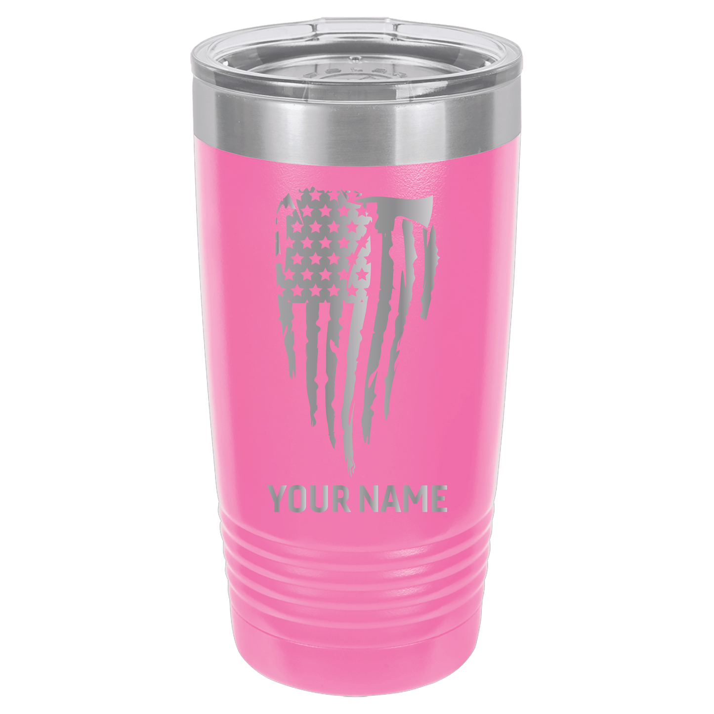 Custom Engraved Firefighter Tumbler – Distressed Flag with Axe