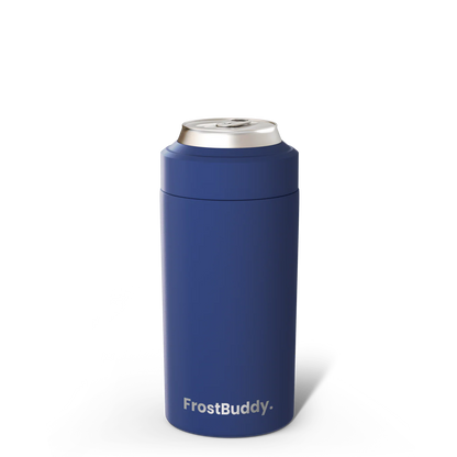 Navy FrostBuddy Universal Can Cooler — premium stainless steel can holder for all drink sizes