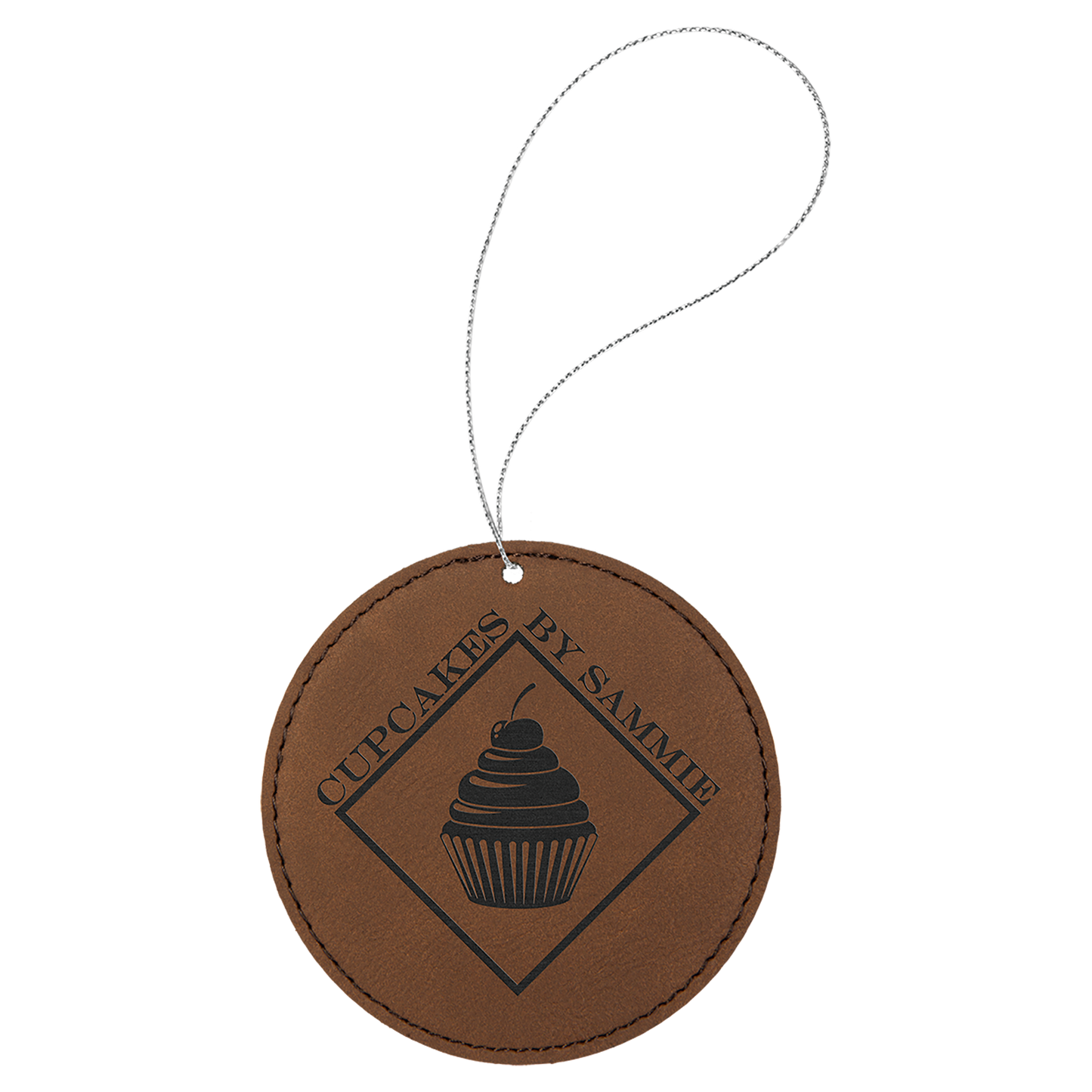 Custom Laser Engraved Leatherette Ornaments — Circle, Tree & Star Shapes