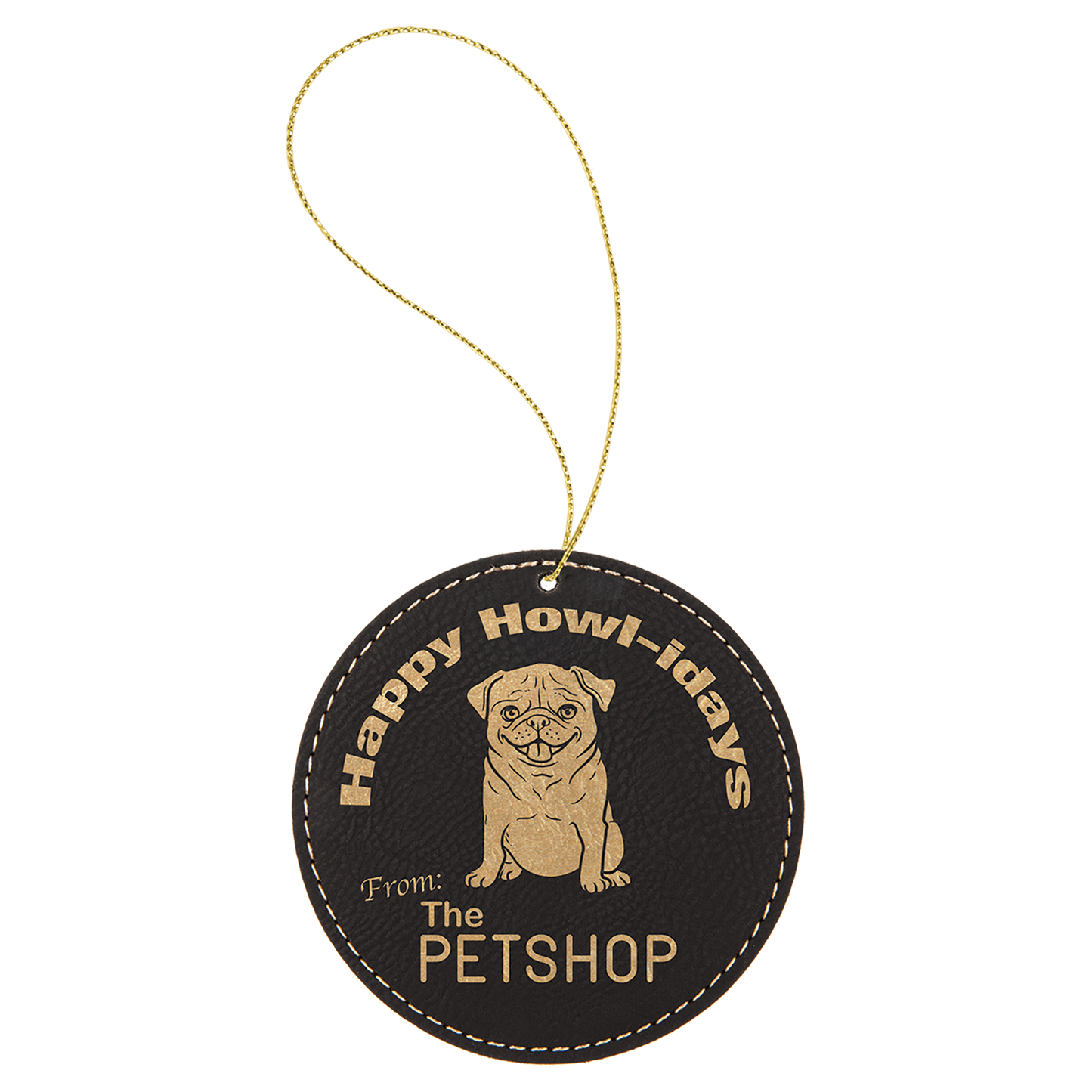 Custom Laser Engraved Leatherette Ornaments — Circle, Tree & Star Shapes