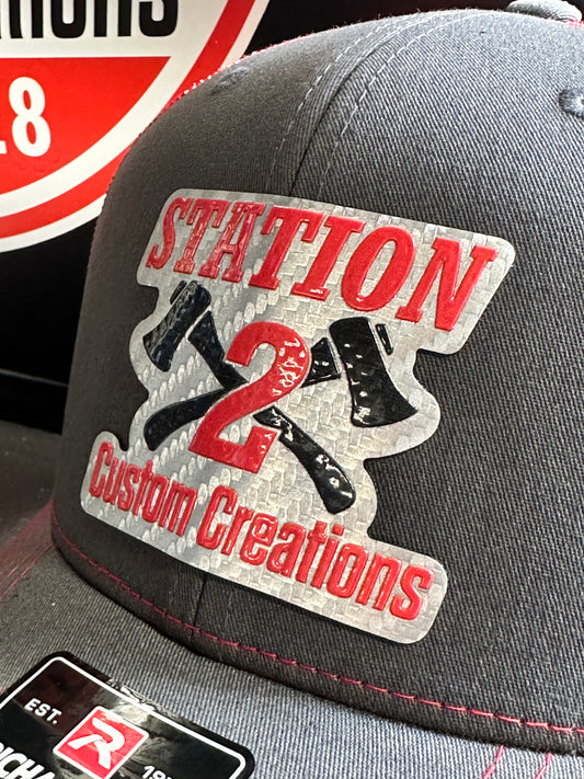 Station 2 Richardson 112 Cap – Charcoal/Red with Raised Full-Color Patch