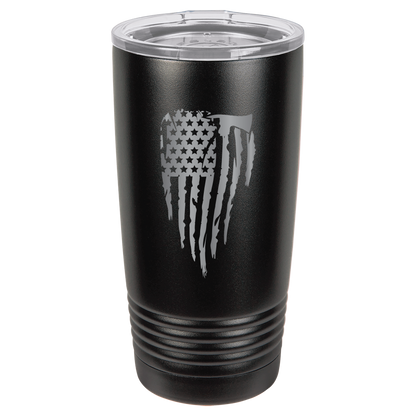 Custom Engraved Firefighter Tumbler – Distressed Flag with Axe