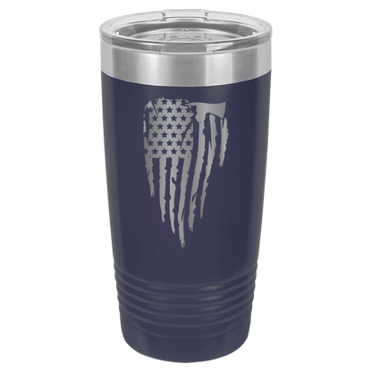 Custom Engraved Firefighter Tumbler – Distressed Flag with Axe