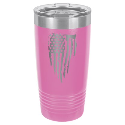 Custom Engraved Firefighter Tumbler – Distressed Flag with Axe