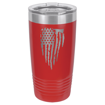 Custom Engraved Firefighter Tumbler – Distressed Flag with Axe