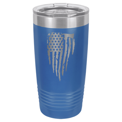 Custom Engraved Firefighter Tumbler – Distressed Flag with Axe