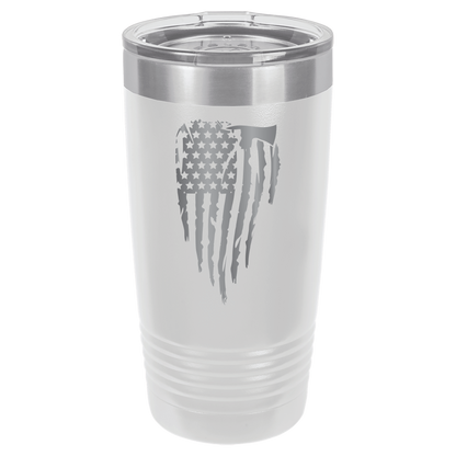 Custom Engraved Firefighter Tumbler – Distressed Flag with Axe