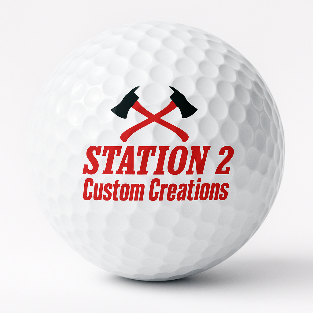 Custom printed golf balls — full-color UV printed, personalized with logo or design, available in bulk quantities.