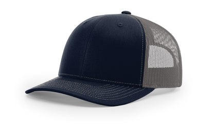 Navy and Charcoal Richardson 112 trucker hat blank