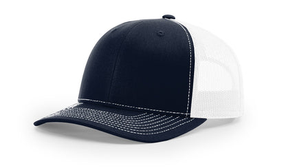 Navy and White Richardson 112 trucker hat blank