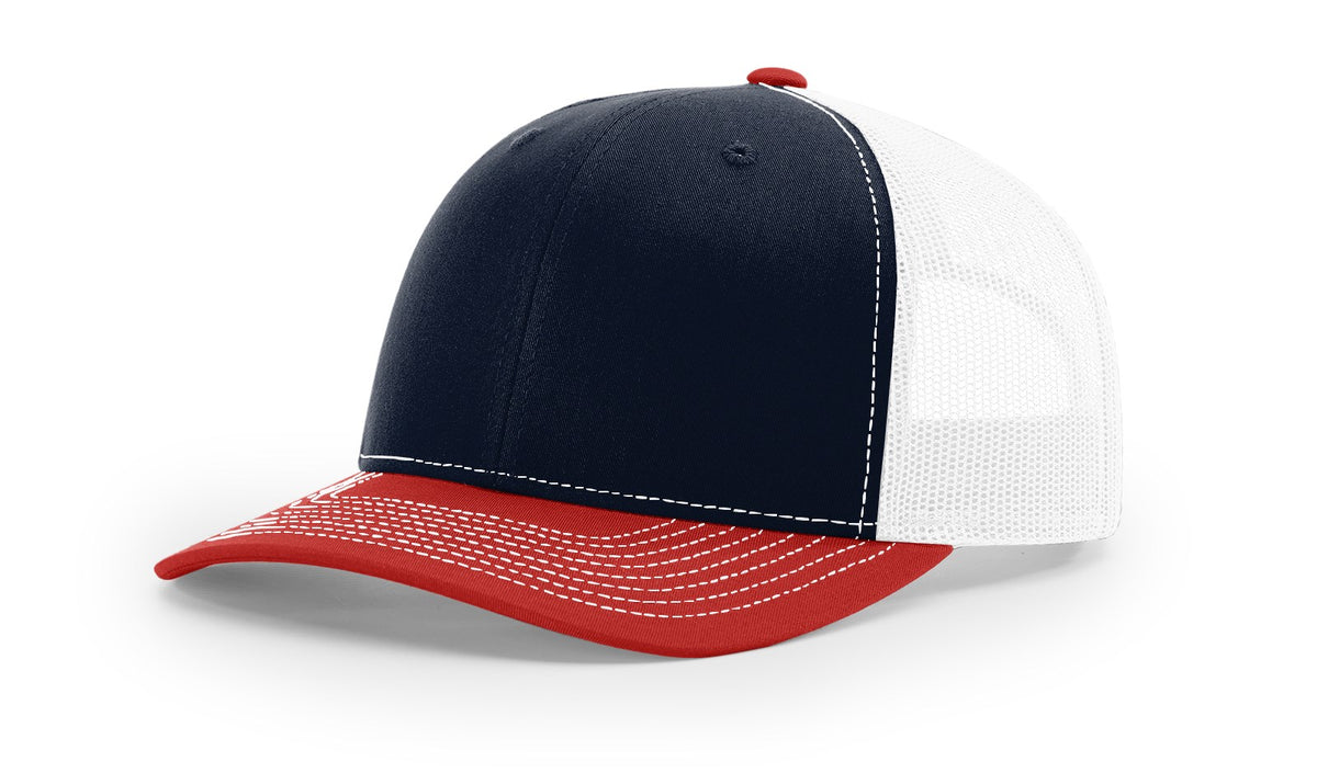 Navy, White and Red Richardson 112 trucker hat blank