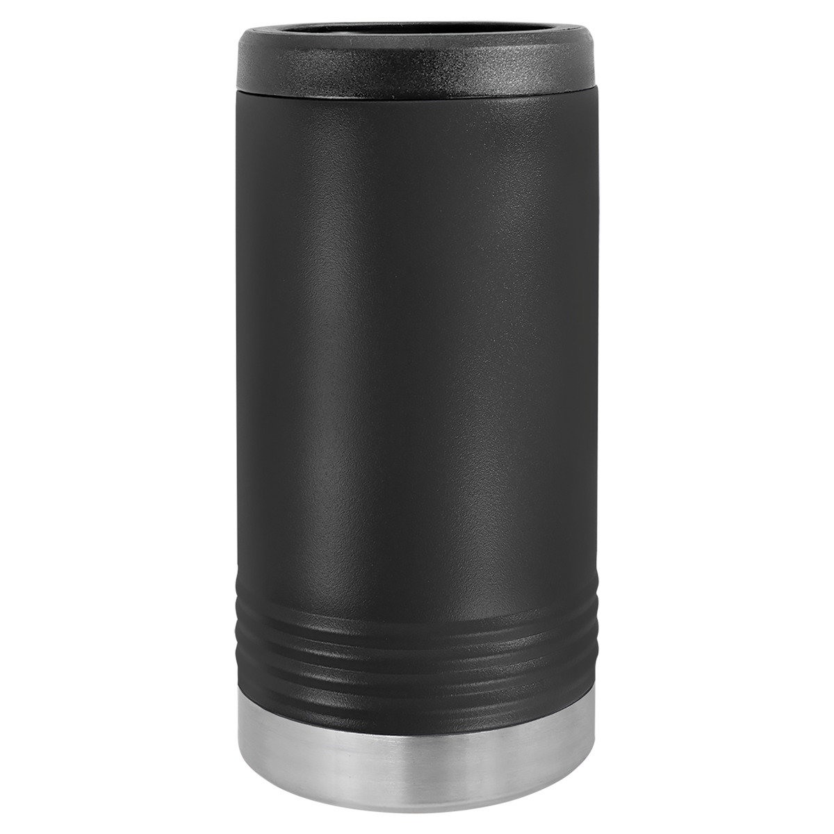 Black Polar Camel 12oz slim can holder, ready for custom engraving