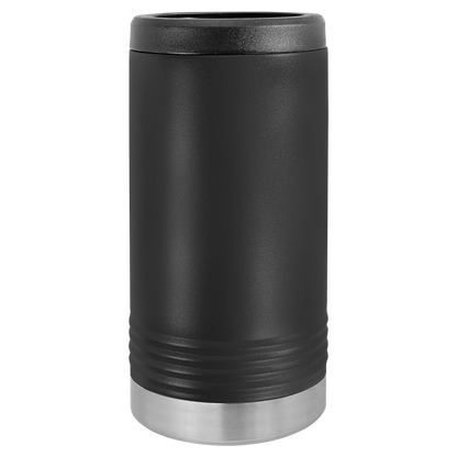 Black Polar Camel 12oz slim can holder, ready for custom engraving
