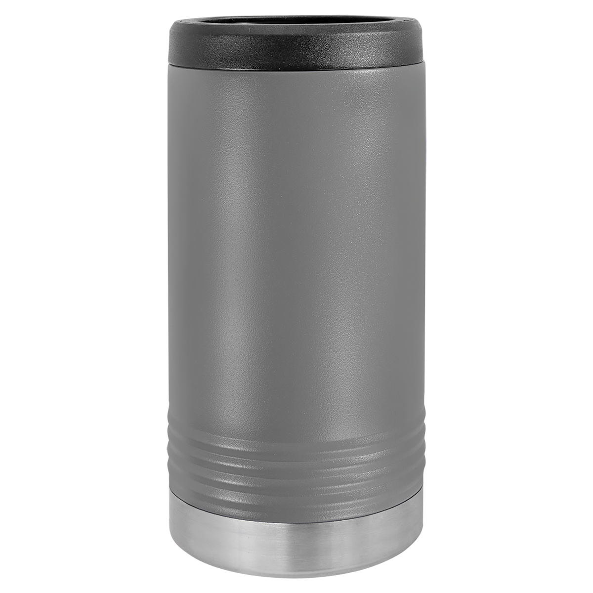 Dark Grey Polar Camel 12oz slim can holder, ready for custom engraving