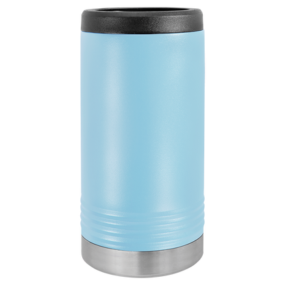 Light Blue Polar Camel 12oz slim can holder, ready for custom engraving