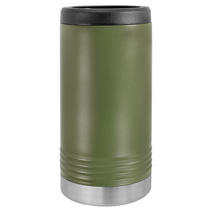 Olive Green Polar Camel 12oz slim can holder, ready for custom engraving