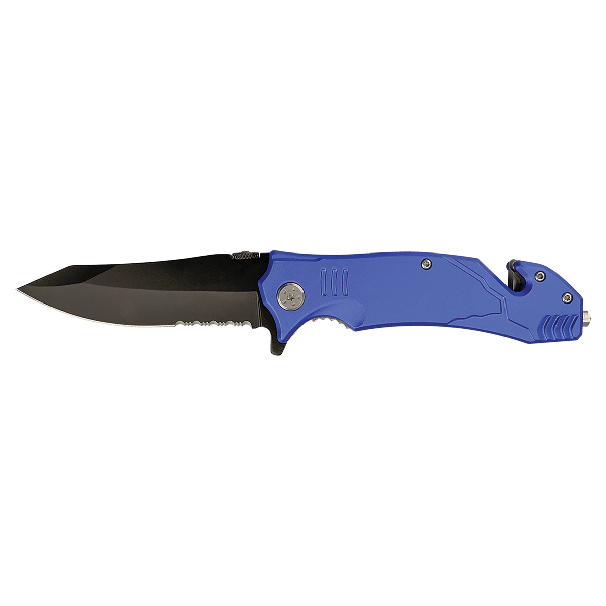 Blue Bison River rescue knife with seatbelt cutter and glass breaker