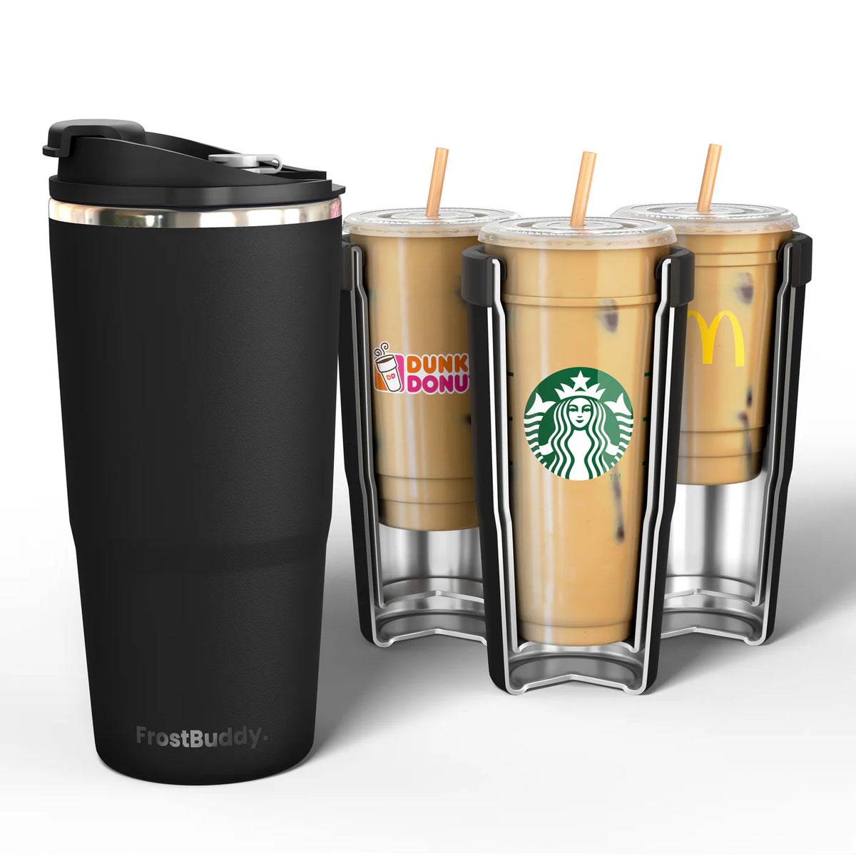 FrostBuddy To-Go Buddy fits coffee shop and fast food cups of several sizes