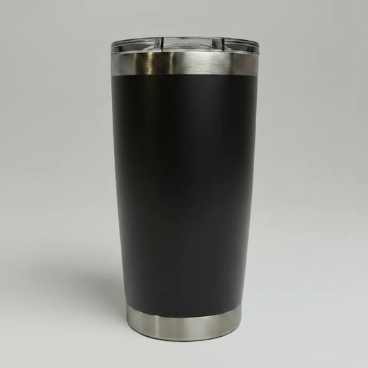 Black premium 20oz stainless tumbler, ready for custom laser engraving
