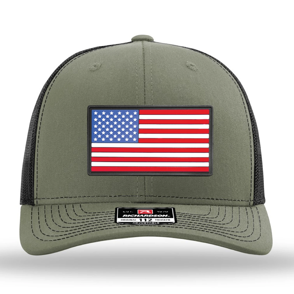 Richardson 112 in Loden and Black with a PVC American flag patch