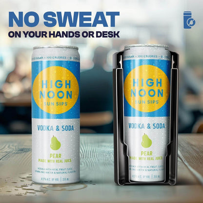 Station 2 Custom Creations FrostBuddy Universal 2.0 holding a slim can on a wooden table with no condensation
